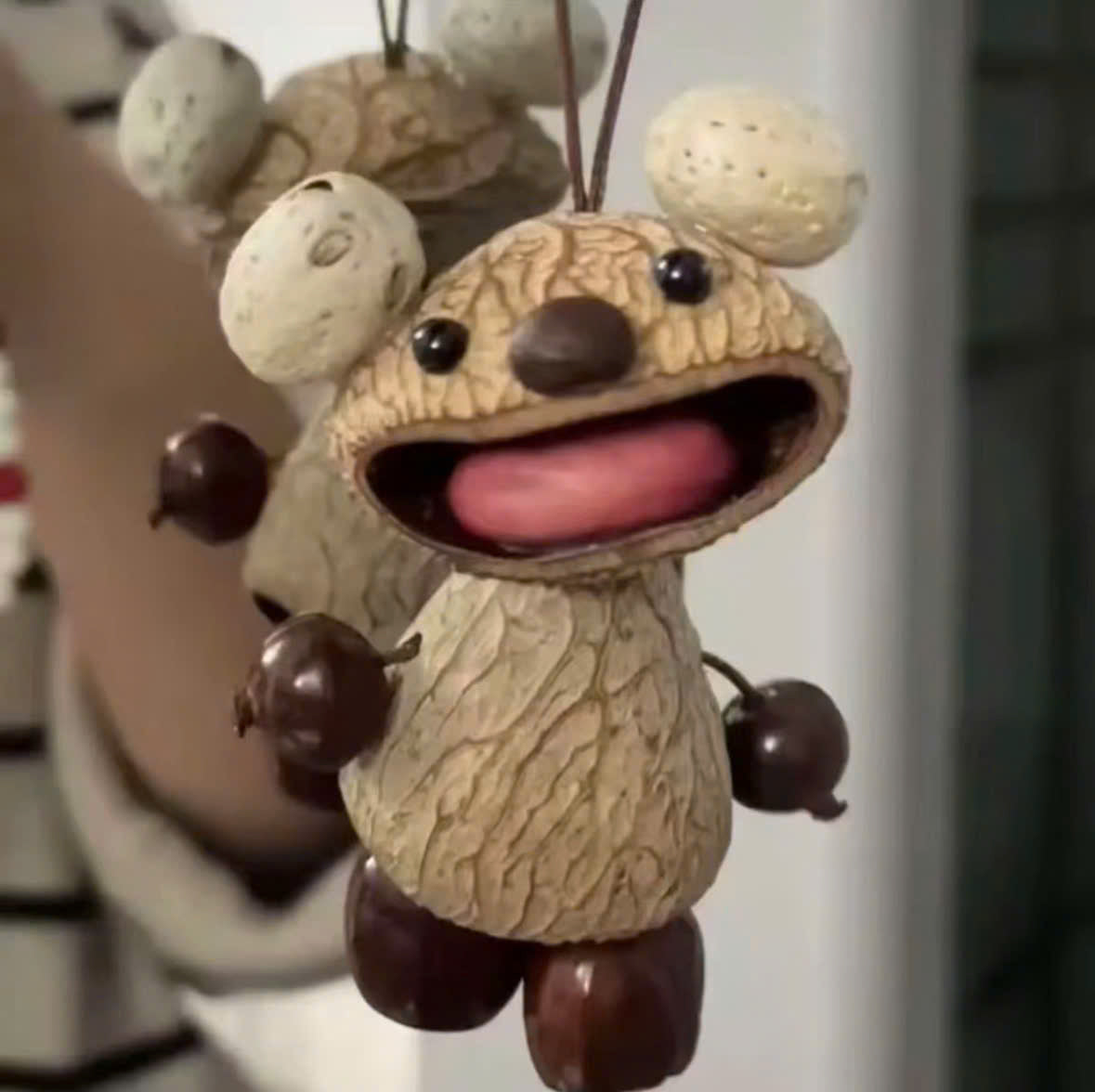 Handmade Natural Nut Shell Animal Ornament  Cute Hanging Home Decor & Unique Handmade Gift