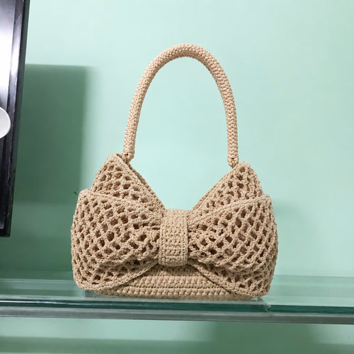 Handmade Crochet Bow Bag  Cute Knitted Mini Handbag