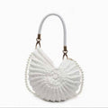 Handmade Crochet Shell Bag with Pearl Strap
