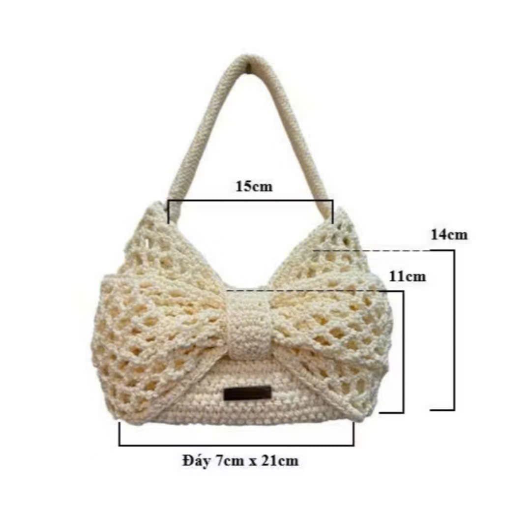 Handmade Crochet Bow Bag  Cute Knitted Mini Handbag