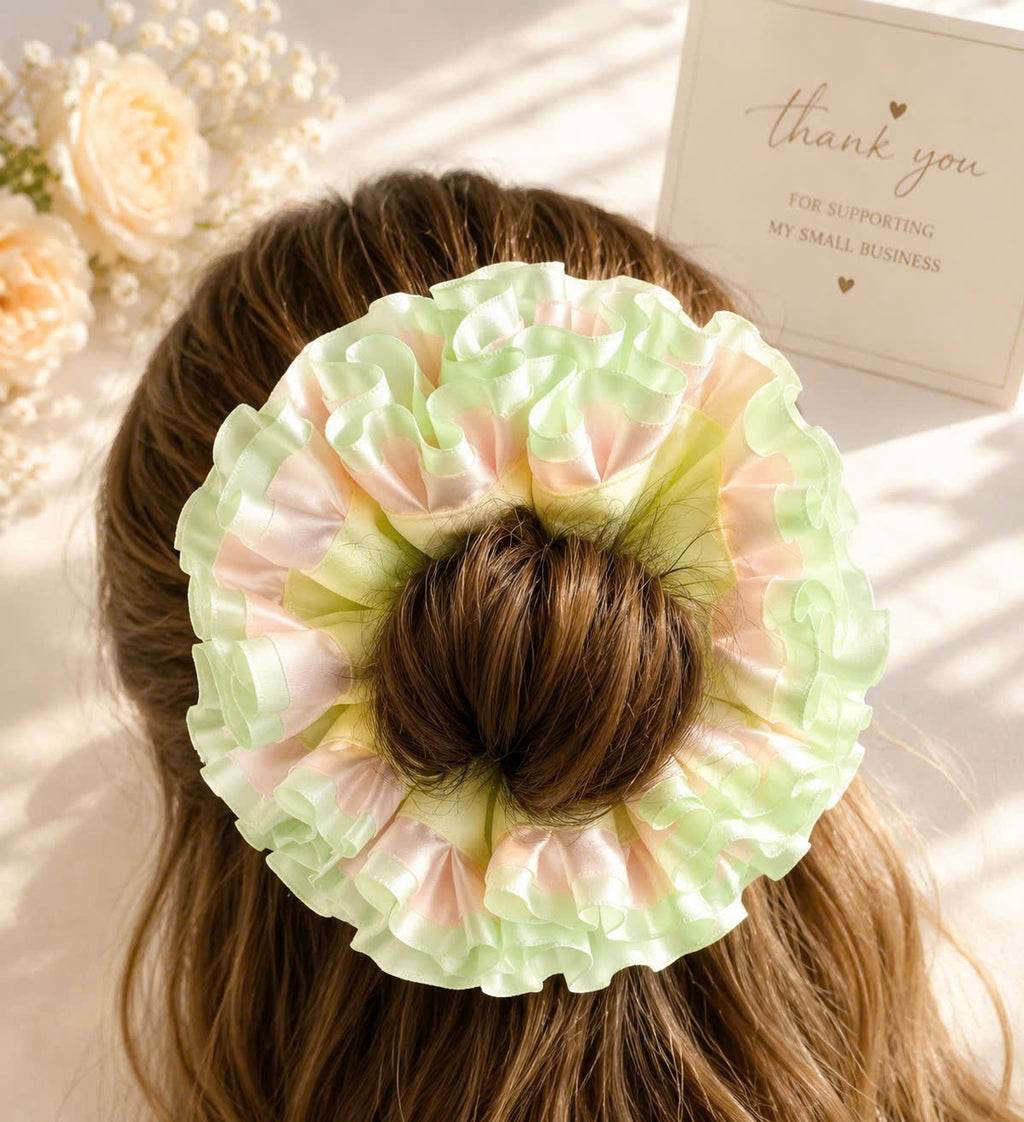 Handmade 6-Pack Oversized Ruffle Scrunchies – 6 Assorted Colors | Boutique Hair Accessories for Women