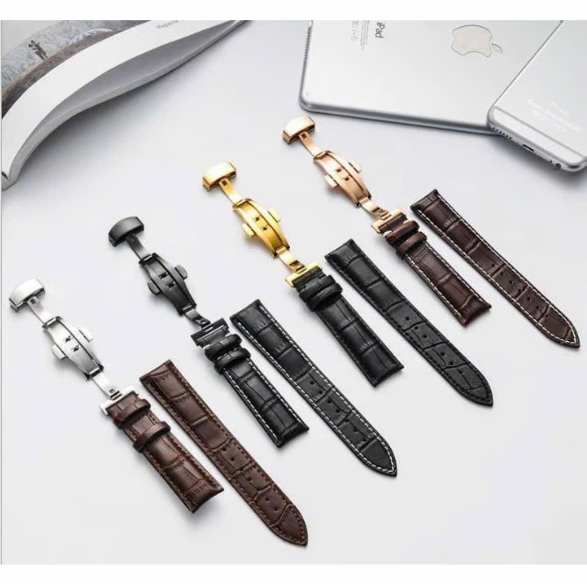 Handmade Genuine Cow Leather Watch Band – Premium Full Grain Leather Replacement Strap with Butterfly Clasp | 18mm 20mm 22mm 24mm