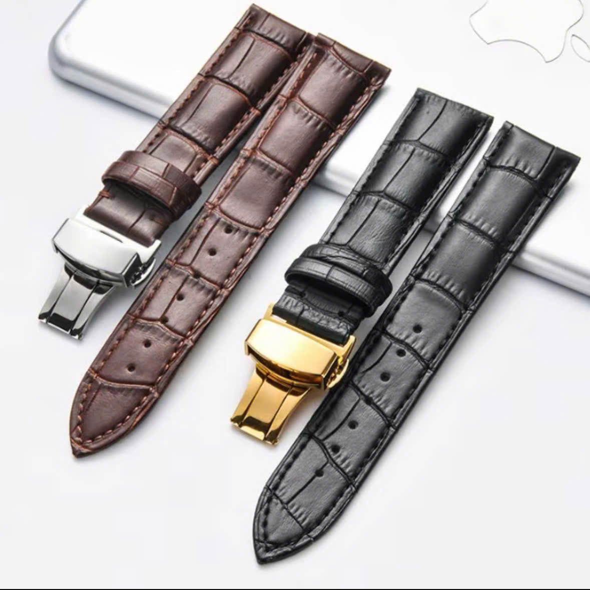 Handmade Genuine Cow Leather Watch Band – Premium Full Grain Leather Replacement Strap with Butterfly Clasp | 18mm 20mm 22mm 24mm