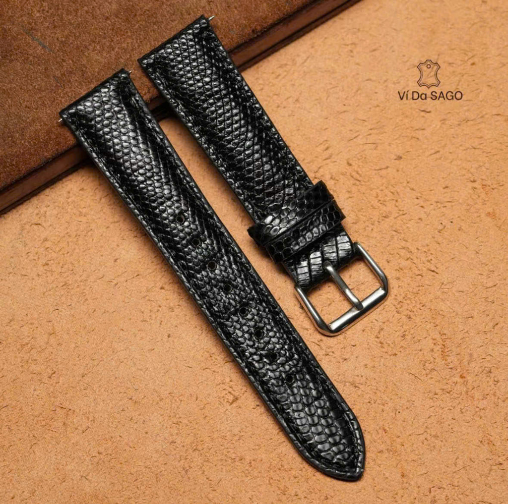 Handmade Genuine Lizard Leather Watch Band | Premium Leather Replacement Strap | 18mm 20mm 22mm 24mm