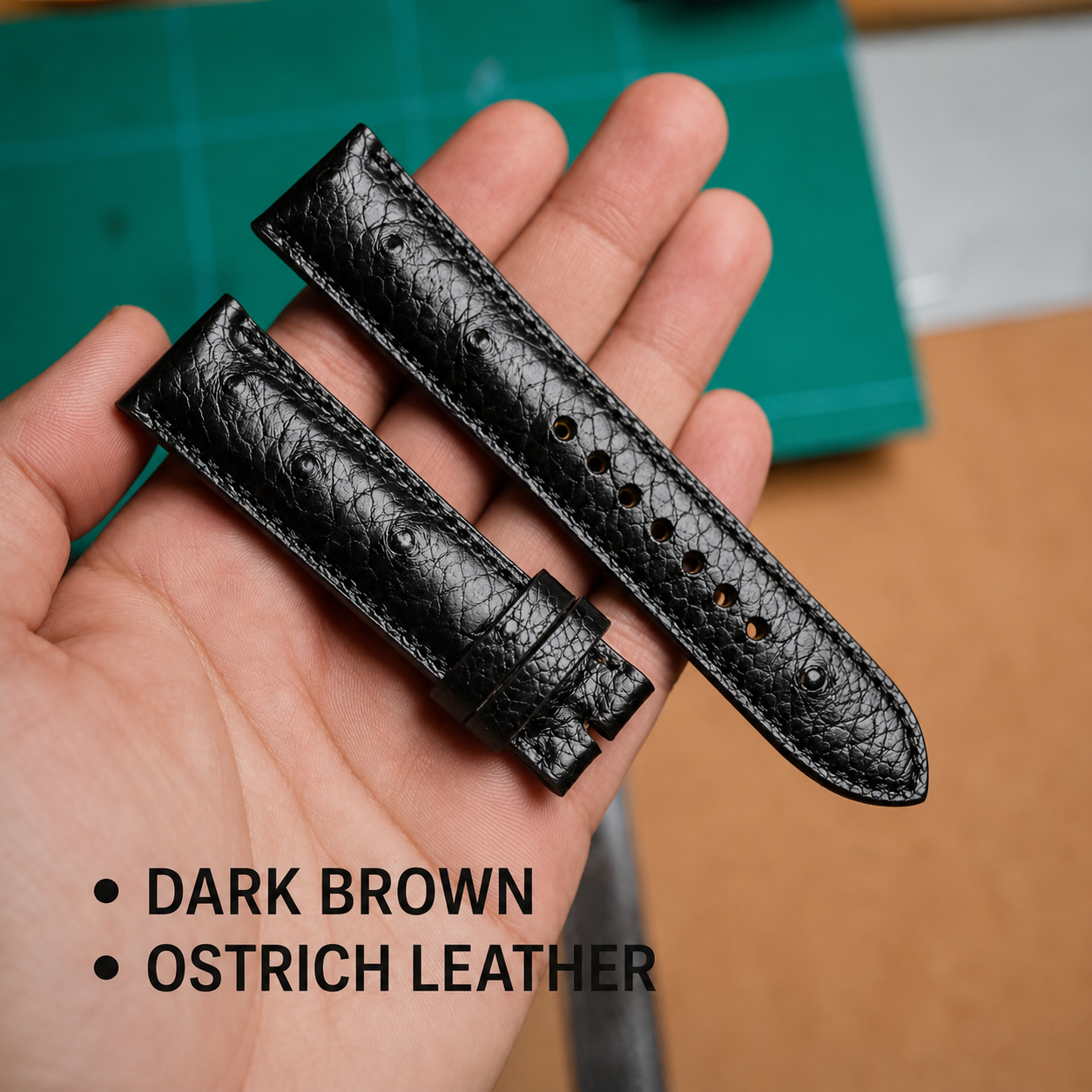 Handmade Genuine Ostrich Leather Watch Band | Premium Replacement Strap with Water-Resistant Cowhide Lining | 18mm 20mm 22mm 24mm