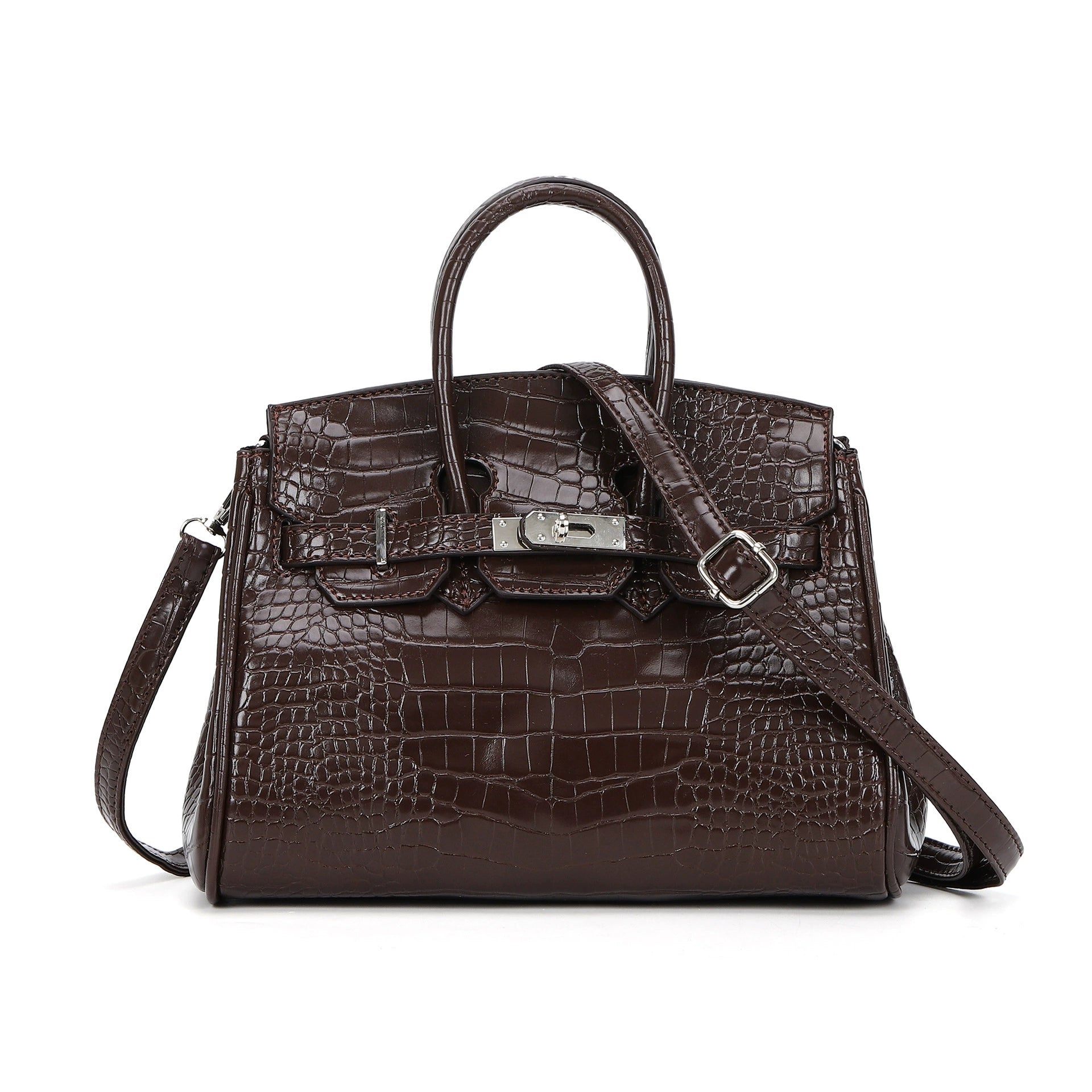 Solid-color Birkin bag with crocodile embossing