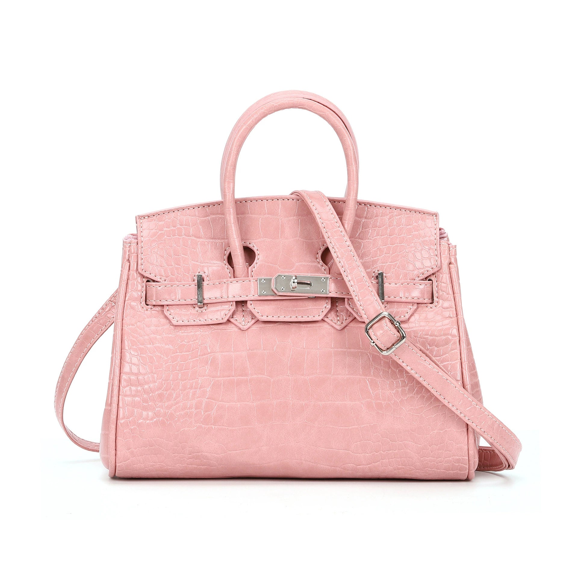 Solid-color Birkin bag with crocodile embossing