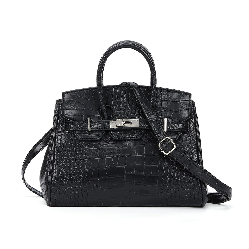 Solid-color Birkin bag with crocodile embossing