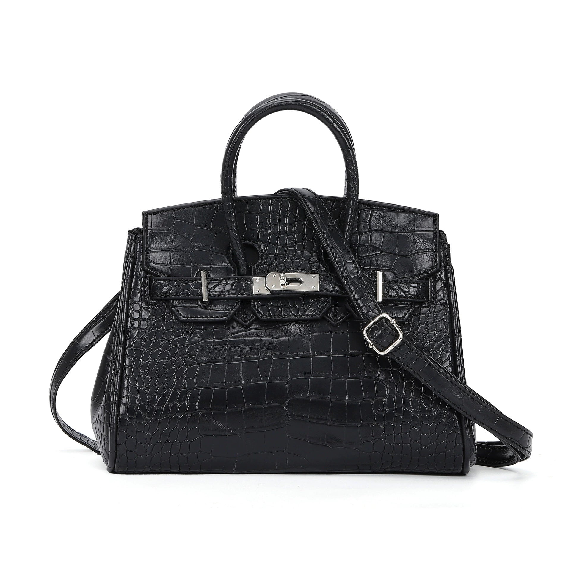 Solid-color Birkin bag with crocodile embossing