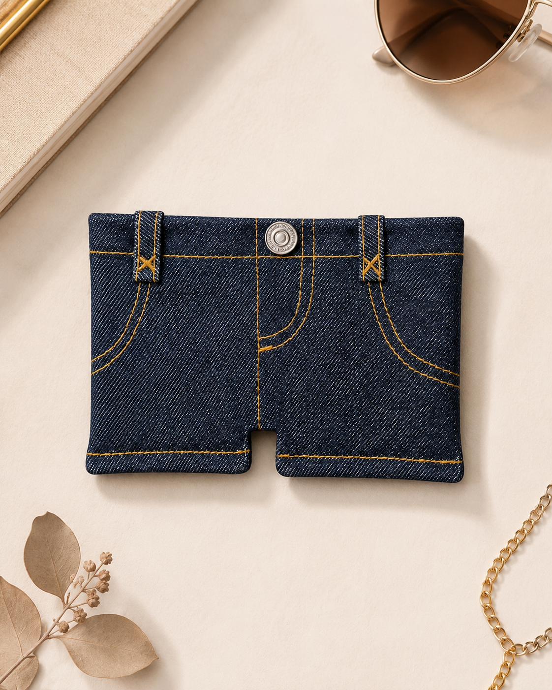Handmade Denim Jeans Wallet – Unique Mini Card Holder Made from Jean Fabric, Cute Gift for Her