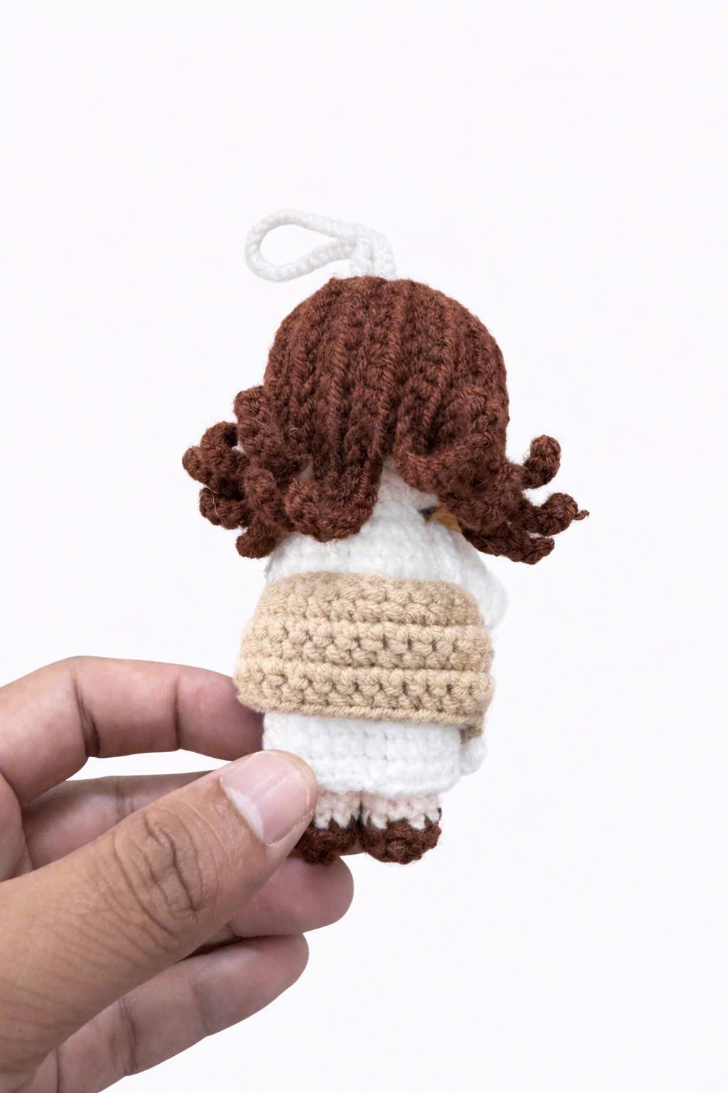Handmade Crochet Jesus Ornament – Faith-Inspired Amigurumi Doll, Christian Gift, Crochet Bag Charm or Car Hanging Decor