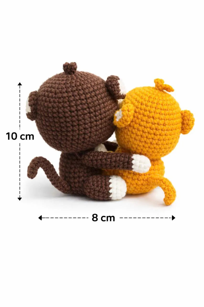 Handmade Crochet Monkey Plush Toy Set – Cute Amigurumi Stuffed Animals for Kids, Nursery Decor & Baby Gift