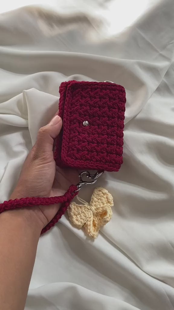 Handmade Burgundy Crochet Wallet