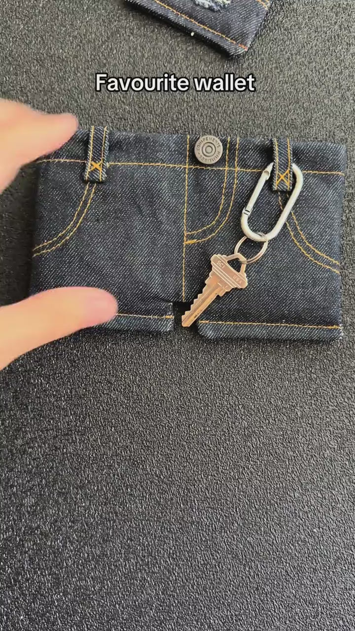 Handmade Denim Jeans Wallet – Unique Mini Card Holder Made from Jean Fabric, Cute Gift for Her