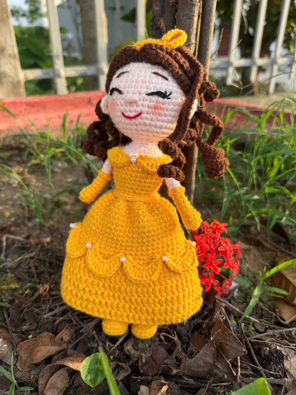 Handmade Crochet Princess Doll – Yellow Dress Amigurumi Doll, Cute Handmade Gift for Girls, Soft Crochet Princess Plush