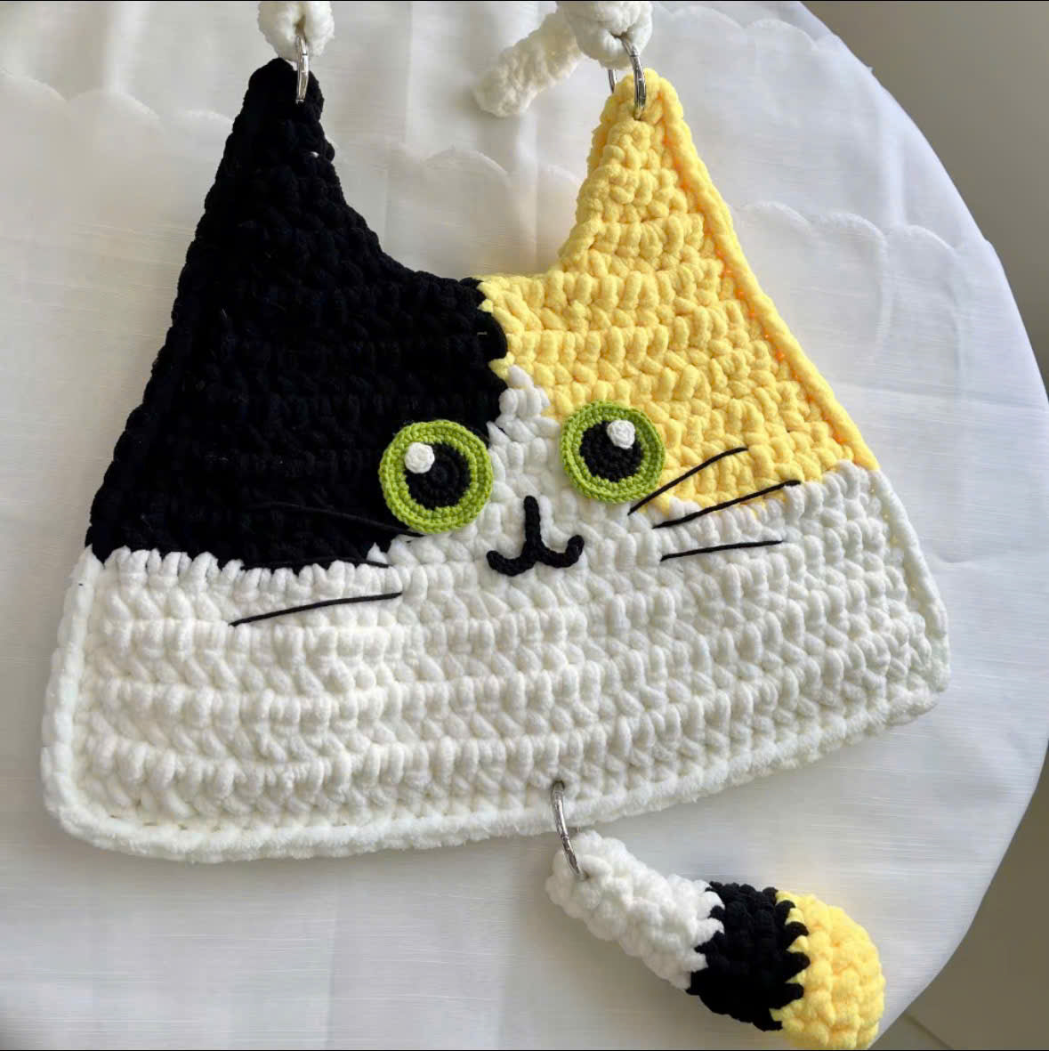 Handmade Crochet Cat Shoulder Bag – Cute Plush Kitty Crossbody Bag
