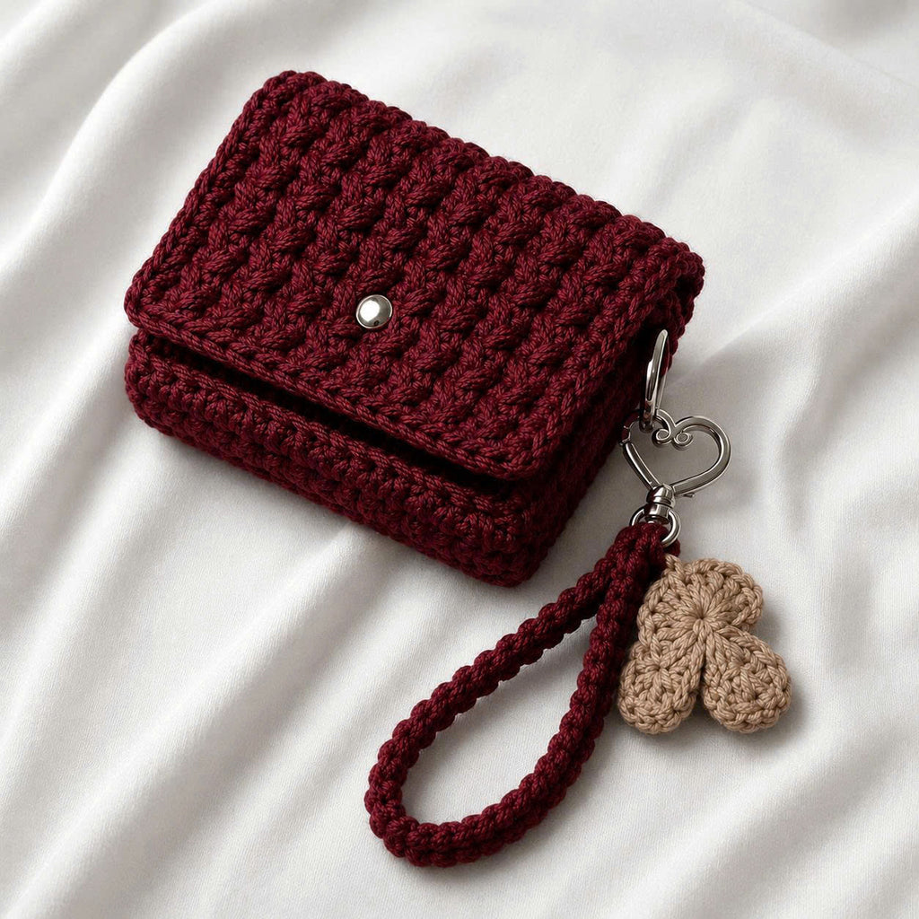 Handmade Burgundy Crochet Wallet
