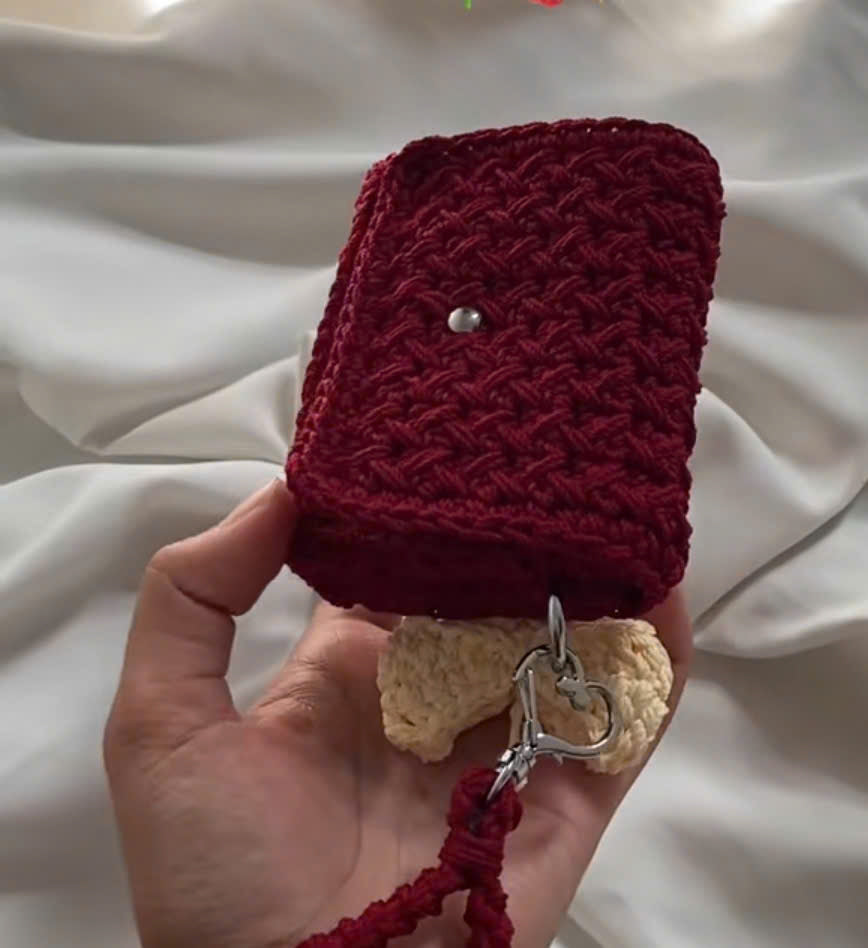 Handmade Burgundy Crochet Wallet