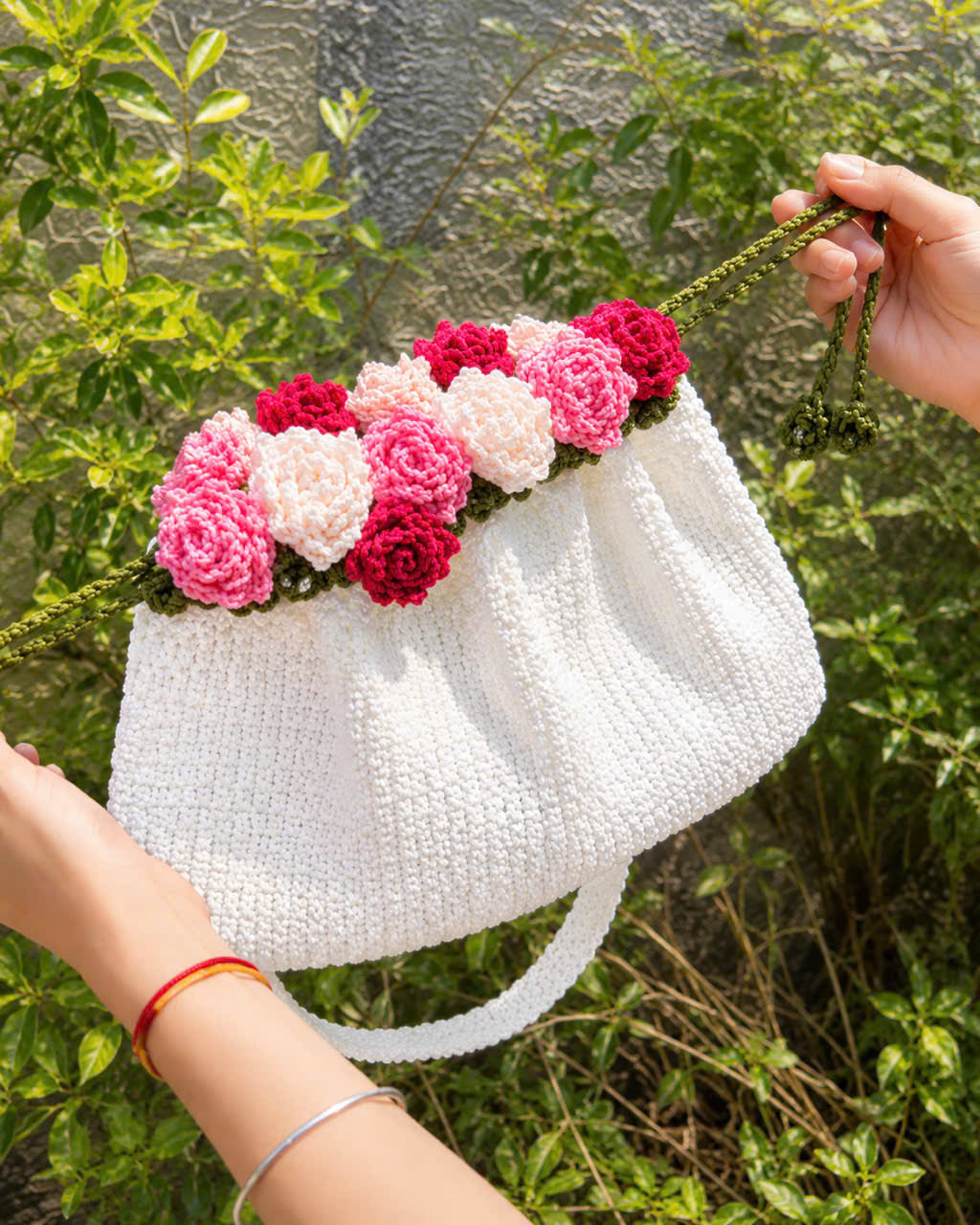 Rose Garden Crochet Bucket Bag