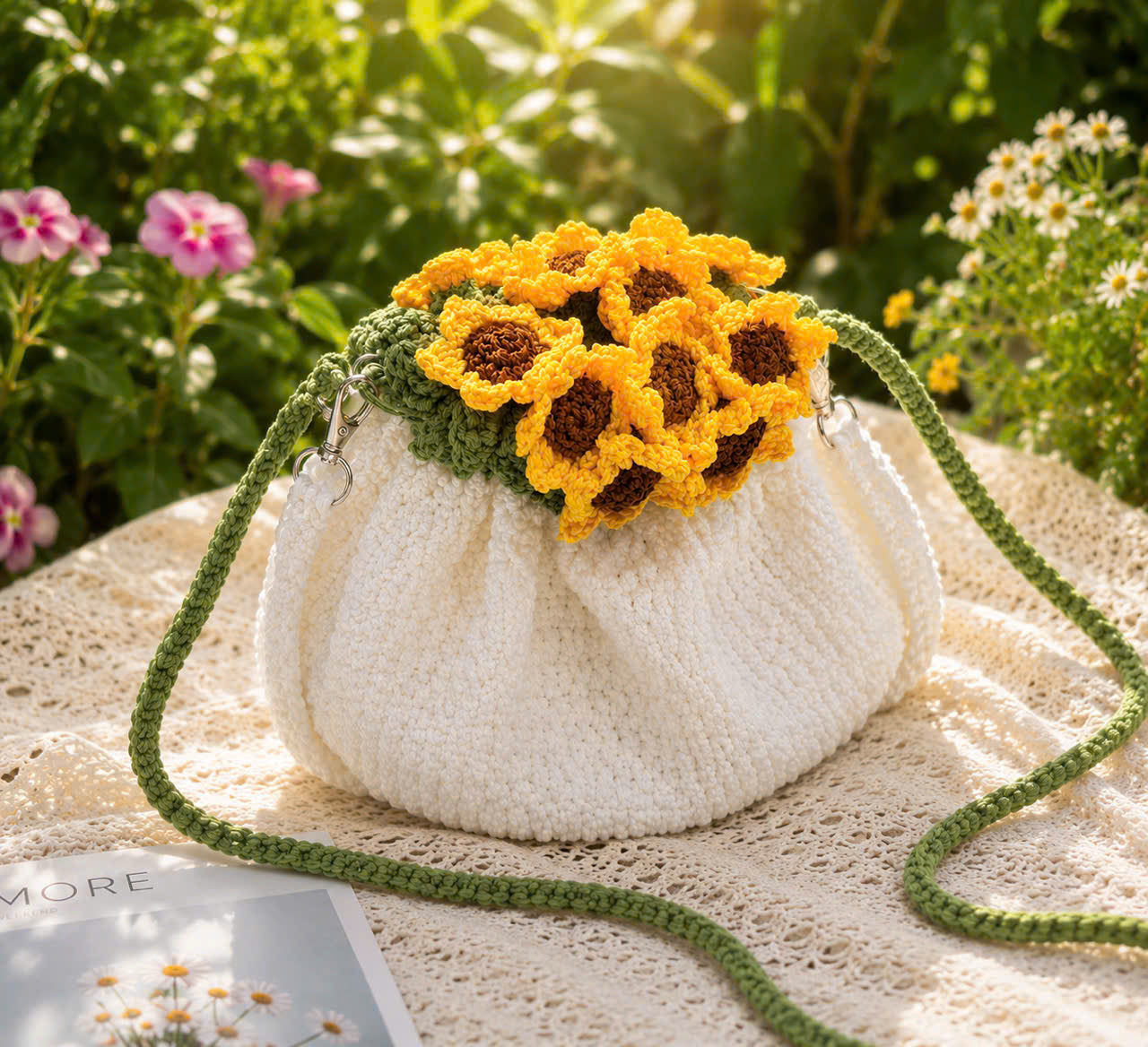 Rose Garden Crochet Bucket Bag
