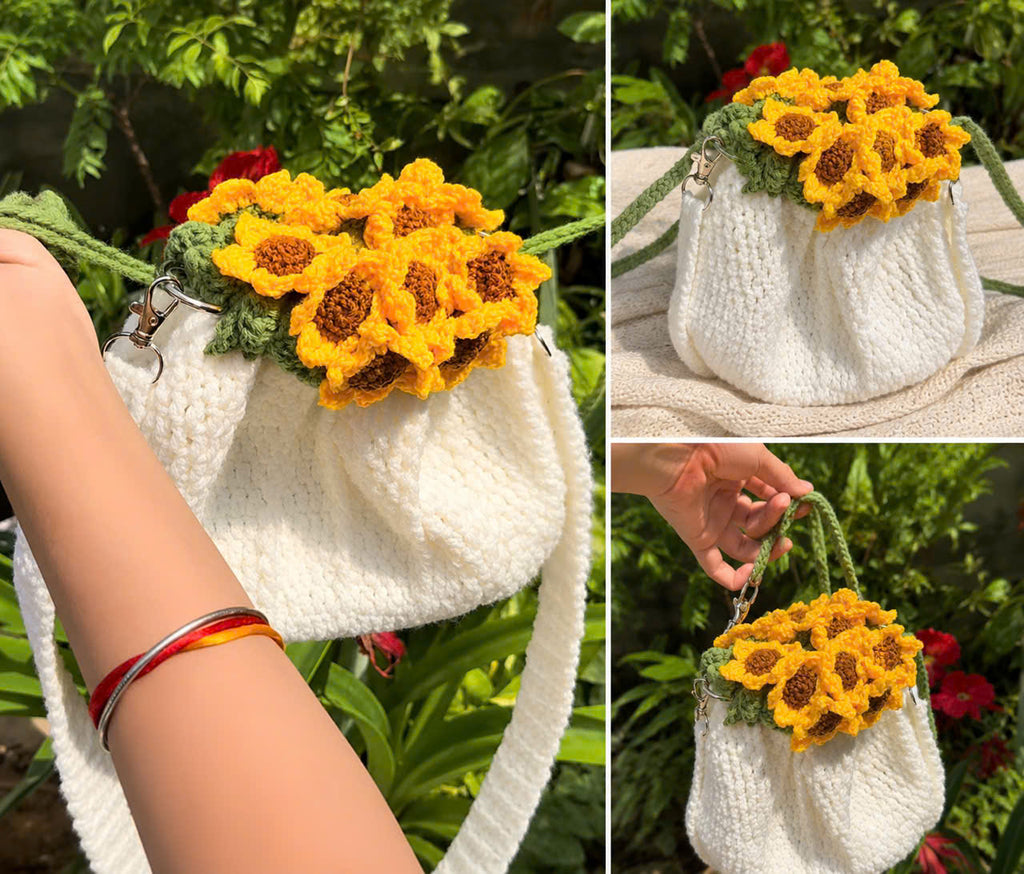 Rose Garden Crochet Bucket Bag