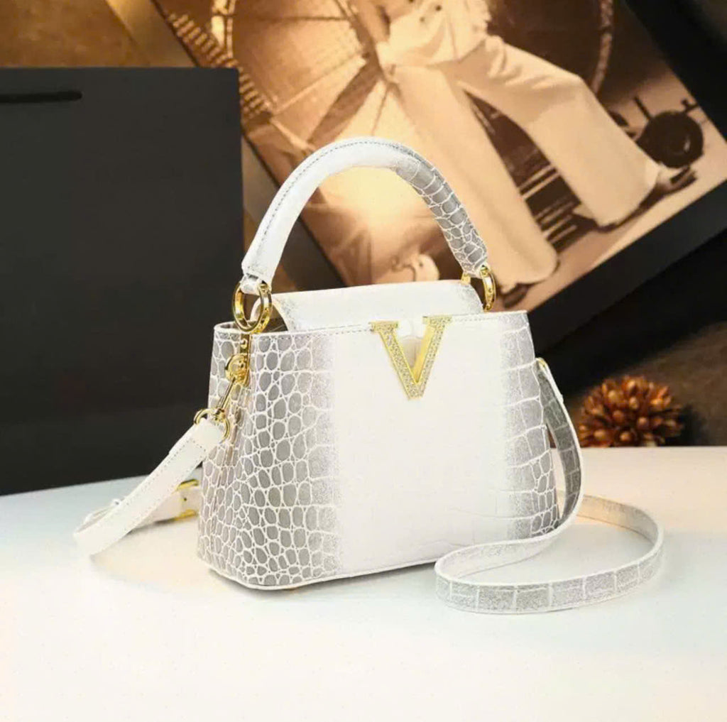 VM FASHION KISS Crocodile  Women Handbags Diamonds V Small Shoulder Messenger Portable Crossbody Bags