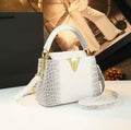 VM FASHION KISS Crocodile  Women Handbags Diamonds V Small Shoulder Messenger Portable Crossbody Bags
