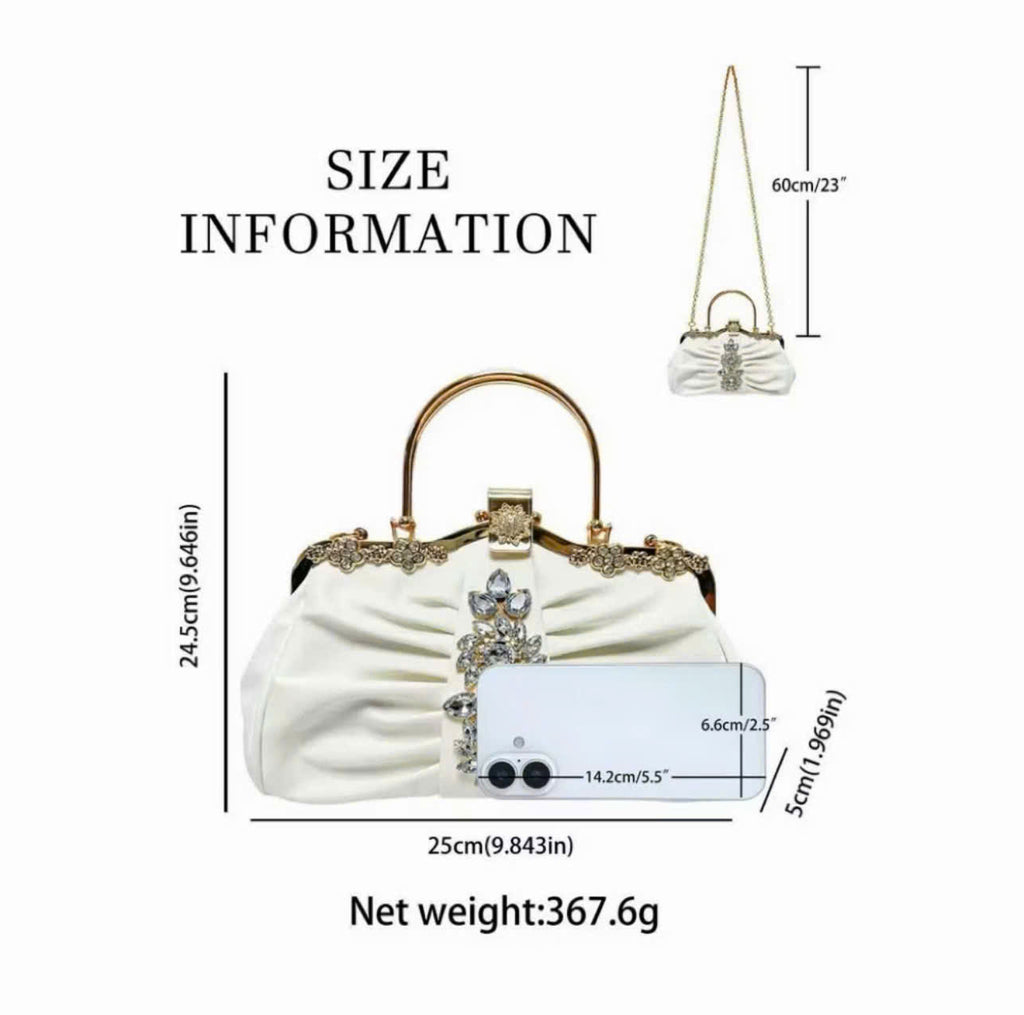 Metallic handbag with stone embellishments