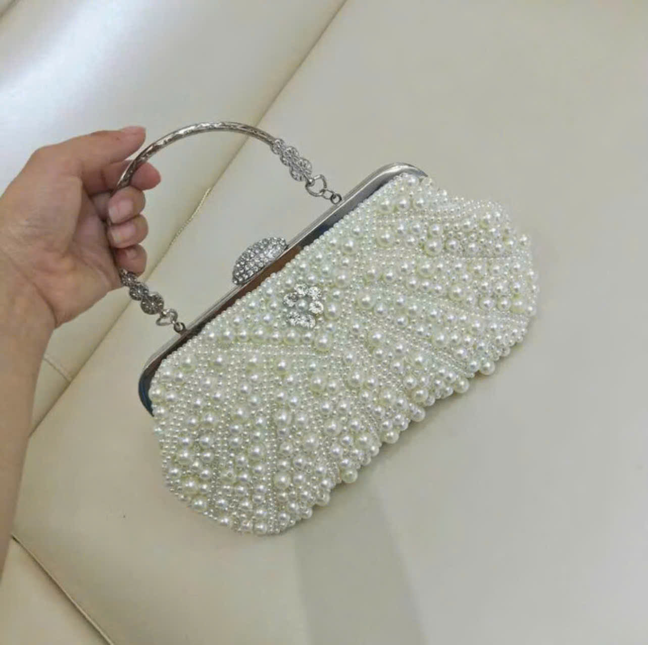 Pearl-embellished handbag