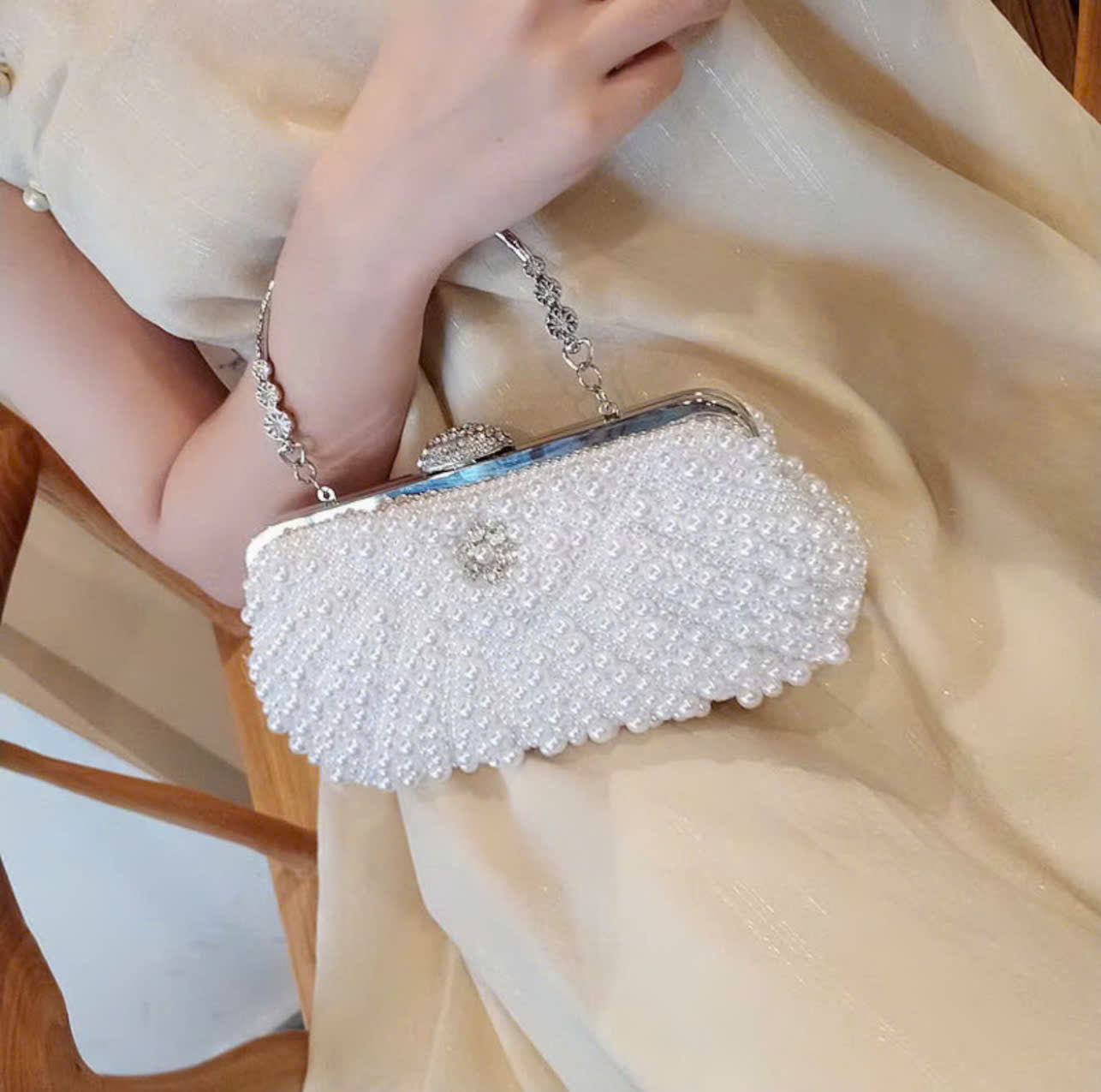 Pearl-embellished handbag