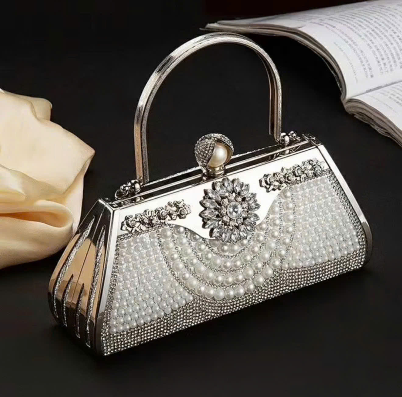 Pearl-embellished handbag