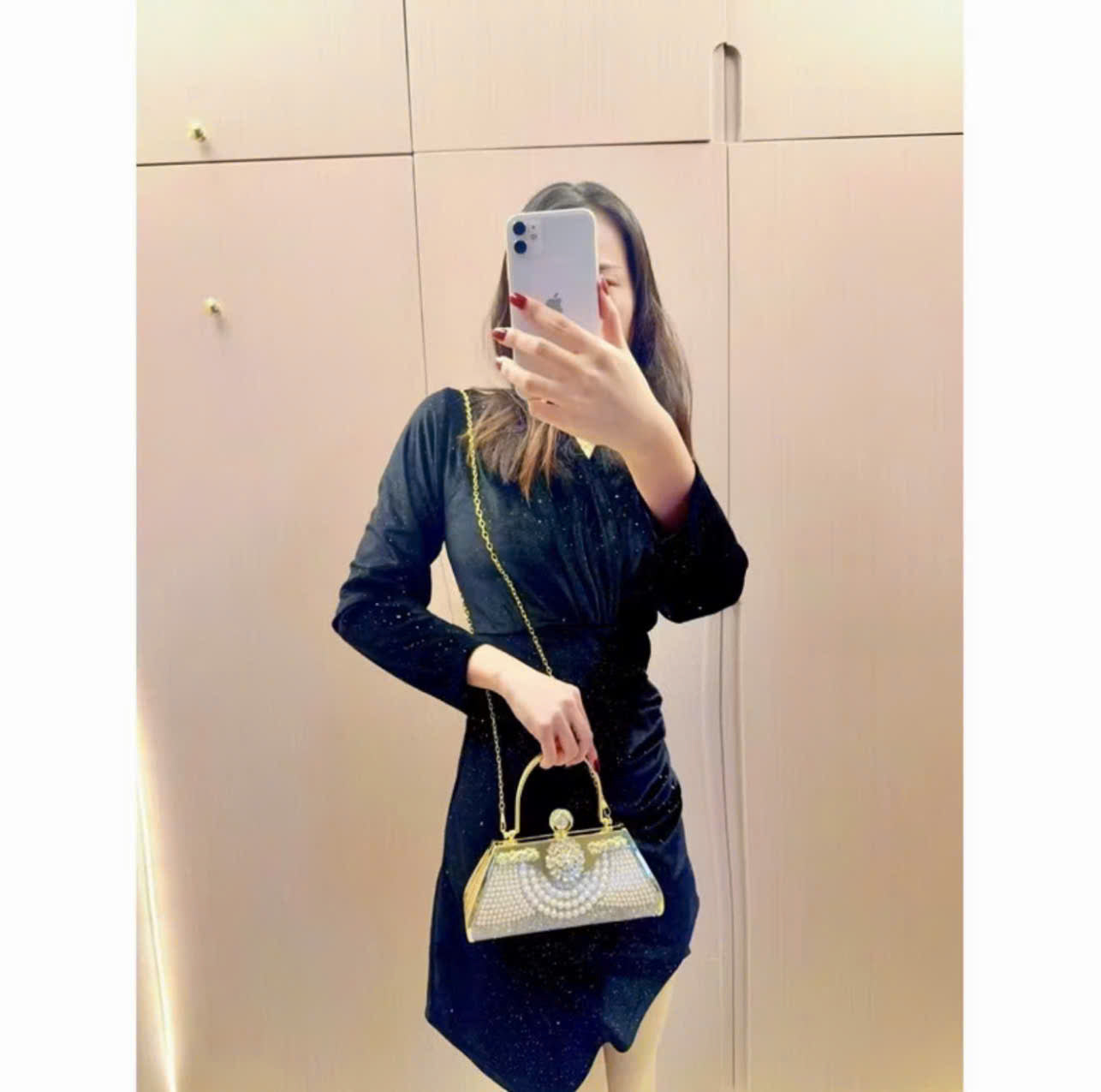 Pearl-embellished handbag