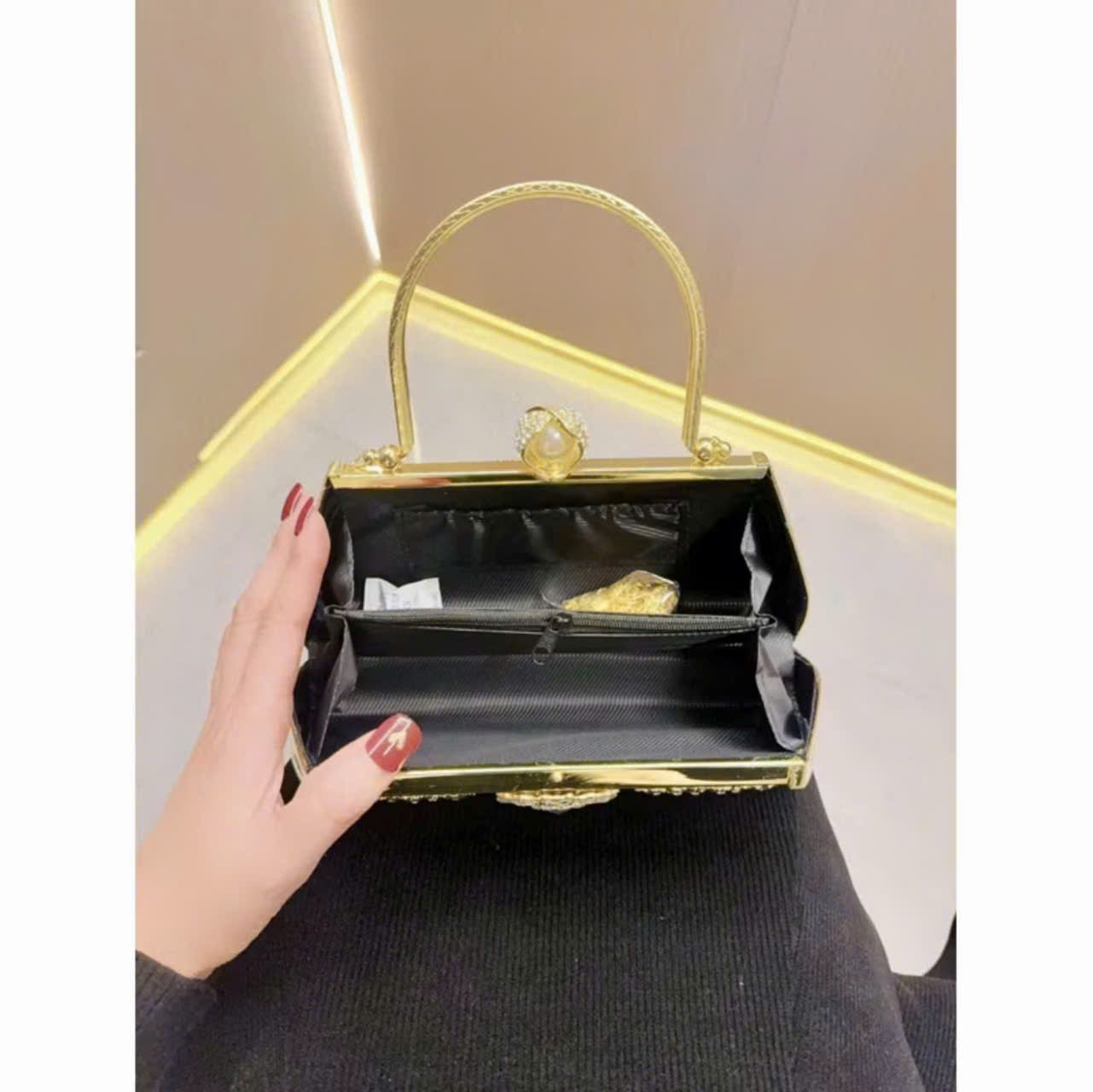 Pearl-embellished handbag