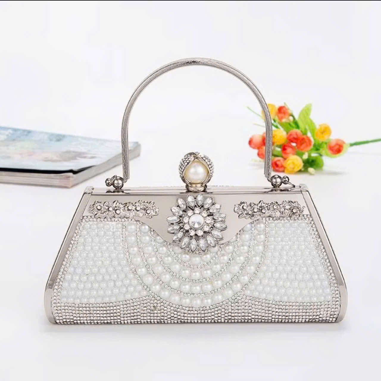 Pearl-embellished handbag