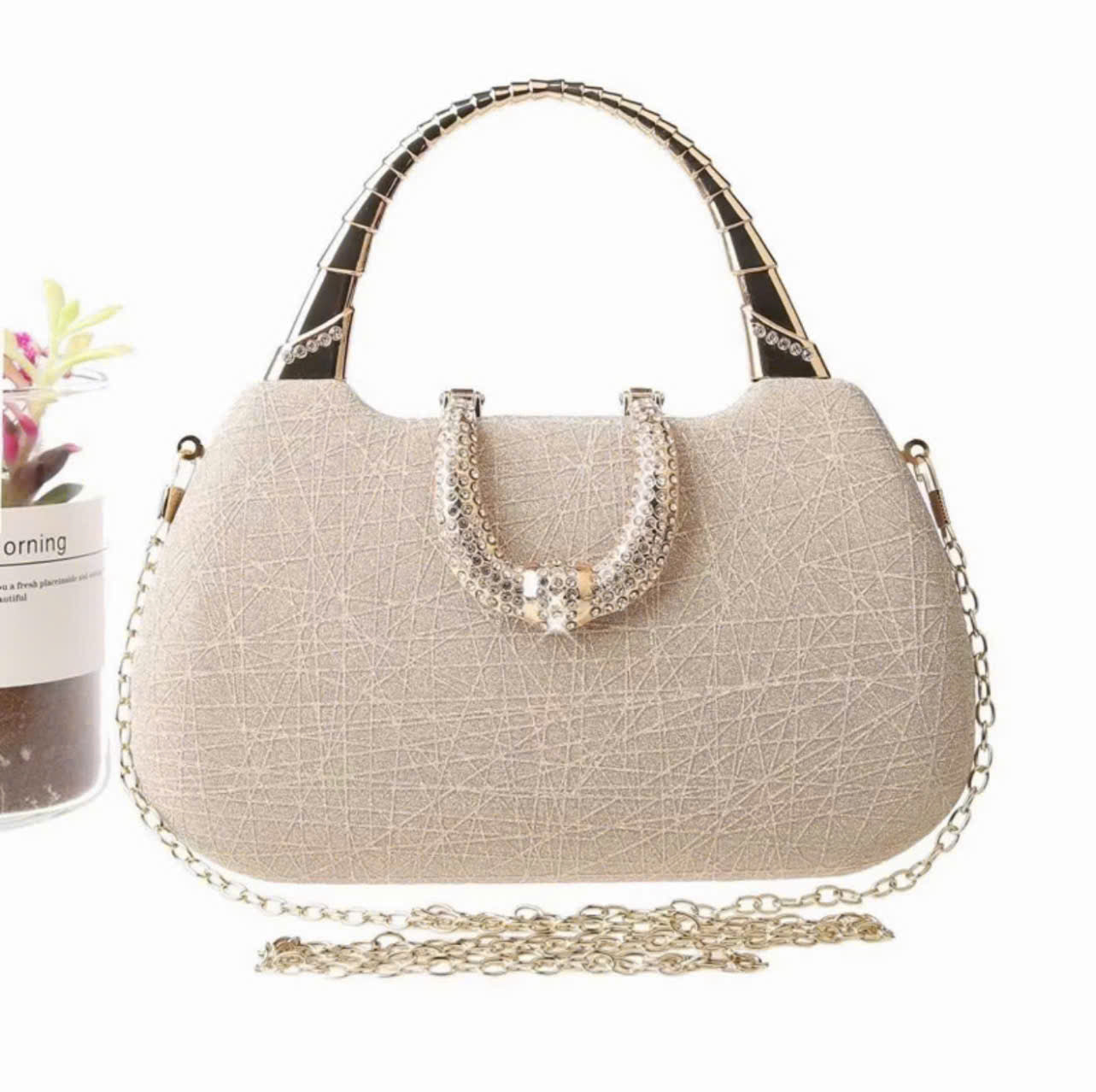 Elegant women's party handbag – sparkling sequin leather