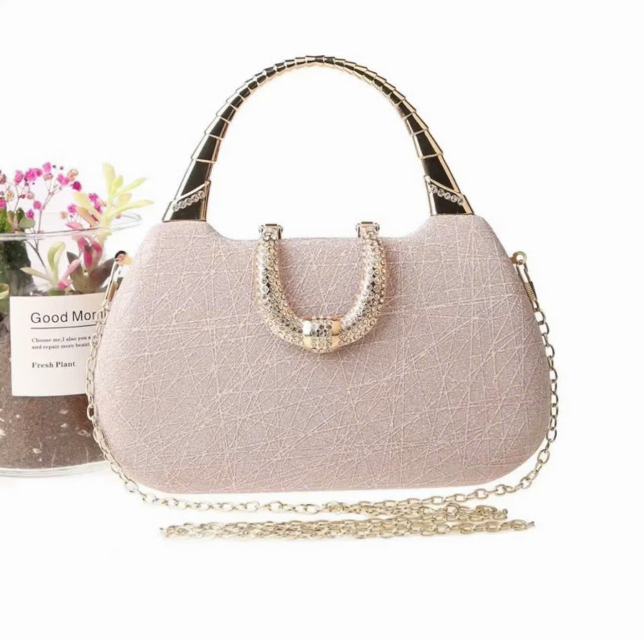 Elegant women's party handbag – sparkling sequin leather